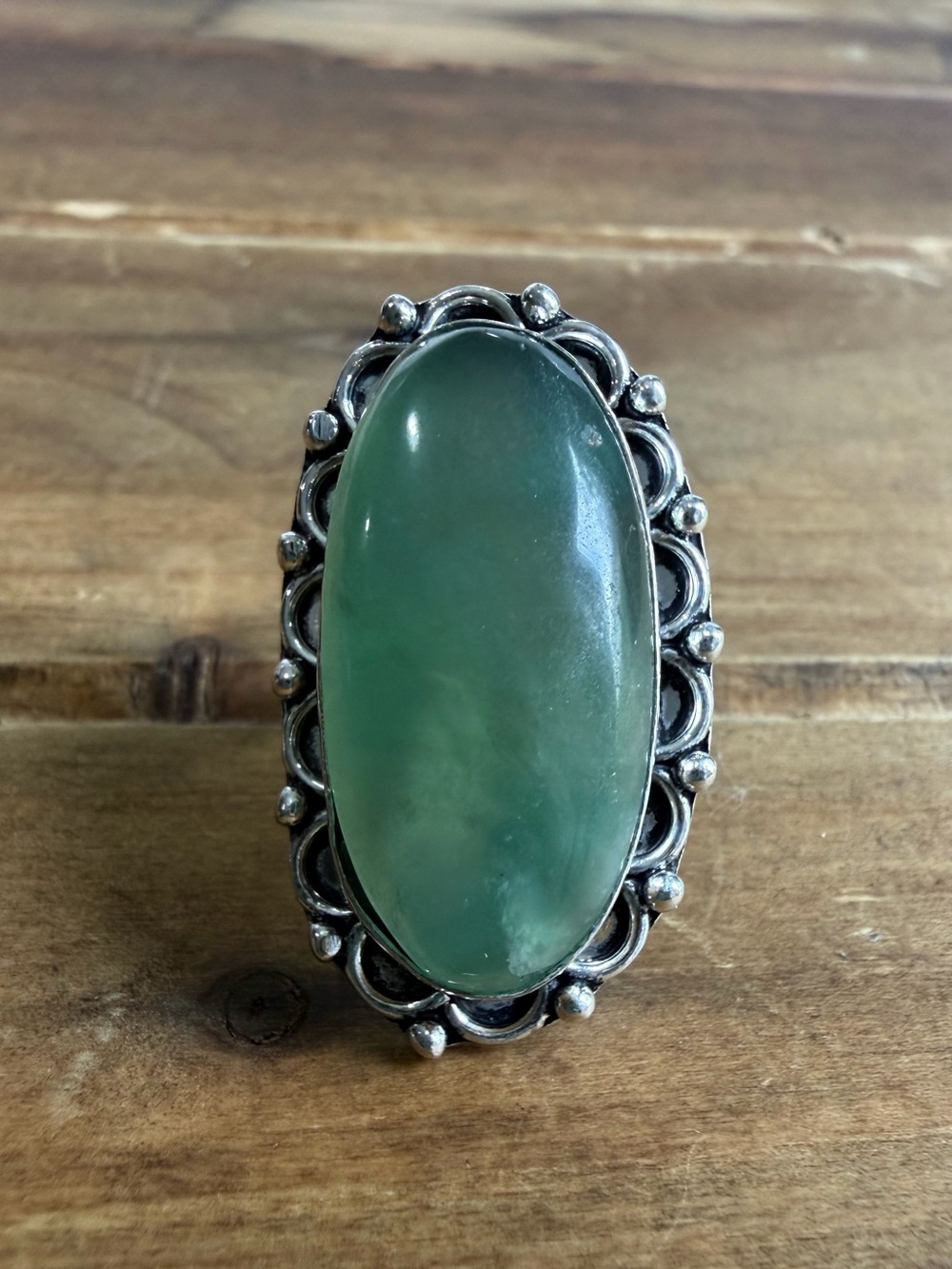 Fluorite Crystal Gemstone Ring Size 9 Silver Jewelry Vintage Style 925 Plated